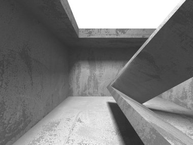 Karanlık beton boş oda. Modern mimari tasarım