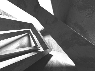 Karanlık beton boş oda. Modern mimari tasarım