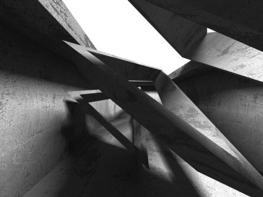 Karanlık beton boş oda. Modern mimari tasarım