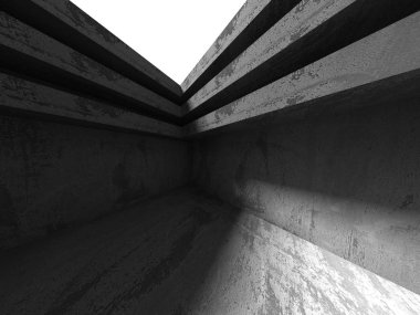 Karanlık beton boş oda. Modern mimari tasarım