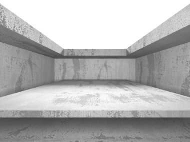 Karanlık beton boş oda. Modern mimari tasarım