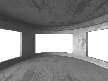 Karanlık beton boş oda. Modern mimari tasarım