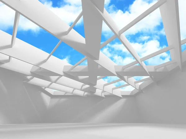 Design futuristico dell'architettura bianca su sfondo cielo nuvoloso — Foto Stock