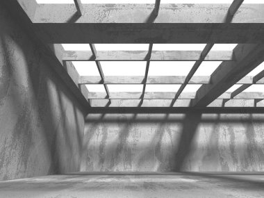 Karanlık beton boş oda. Modern mimari tasarım