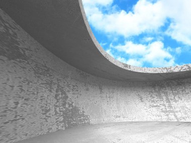 Bulutlu gökyüzü arka planda beton oda duvar inşaatı