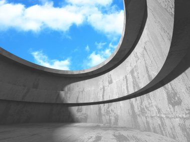 Bulutlu gökyüzü arka planda beton oda duvar inşaatı