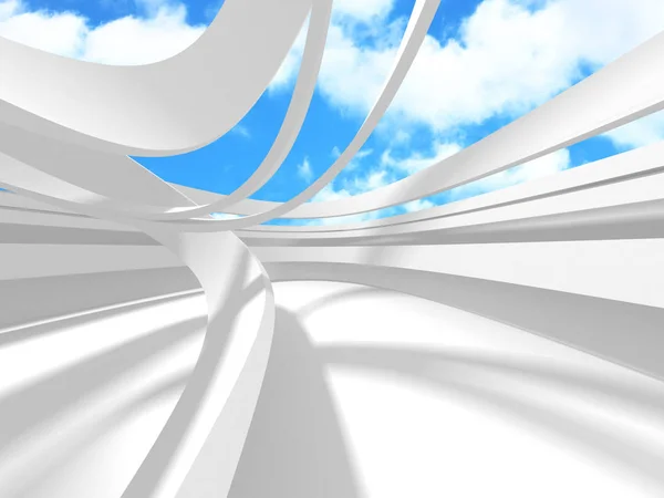 Futuristic White Architecture Design on Cloudy Sky Background — Stock Photo, Image