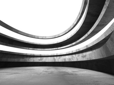 Karanlık beton boş oda. Modern mimari tasarım