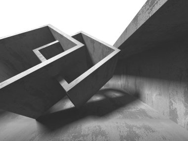 Karanlık beton boş oda. Modern mimari tasarım