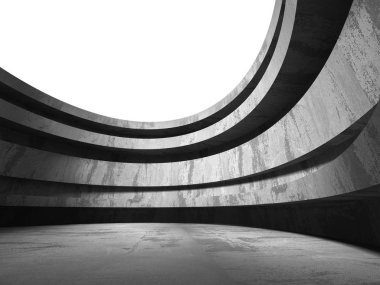 Karanlık beton boş oda. Modern mimari tasarım