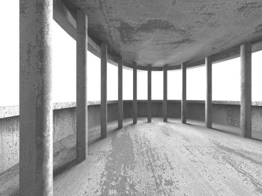 Karanlık beton boş oda. Modern mimari tasarım