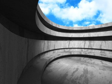 Bulutlu gökyüzü arka planda beton oda duvar inşaatı