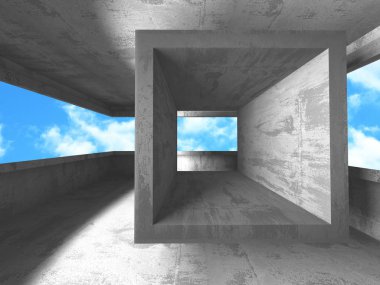 Bulutlu gökyüzü arka planda beton oda duvar inşaatı