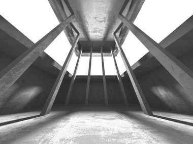 Karanlık beton boş oda. Modern mimari tasarım