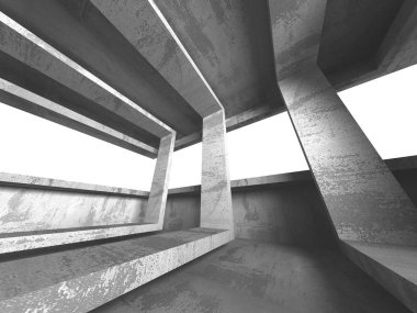 Karanlık beton boş oda. Modern mimari tasarım