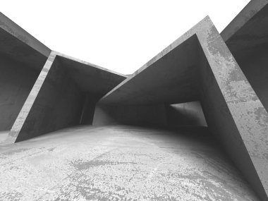 Karanlık beton boş oda. Modern mimari tasarım