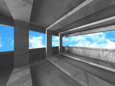 Bulutlu gökyüzü arka planda beton oda duvar inşaatı