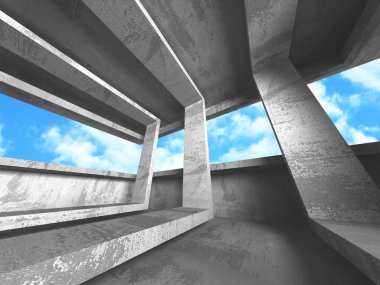 Bulutlu gökyüzü arka planda beton oda duvar inşaatı