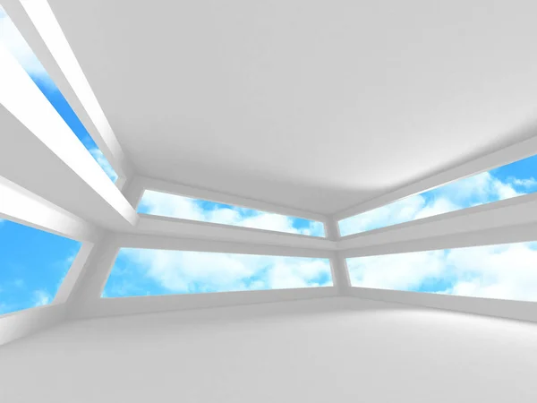 Futuristic White Architecture Design on Cloudy Sky Background — Stock Photo, Image