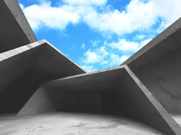 Construção de parede de sala de concreto no fundo do céu nublado — Fotografia de Stock