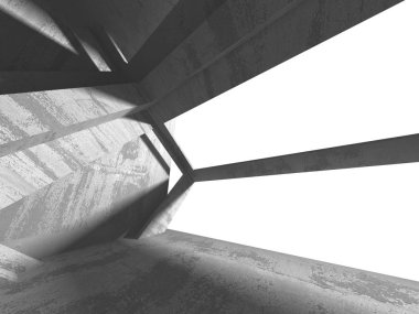 Karanlık beton boş oda. Modern mimari tasarım