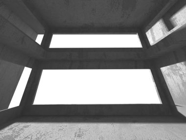 Karanlık beton boş oda. Modern mimari tasarım