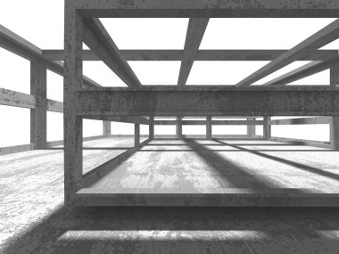 Karanlık beton boş oda. Modern mimari tasarım