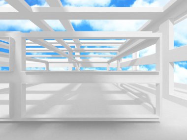 Fütüristik beyaz mimari tasarım arka plan