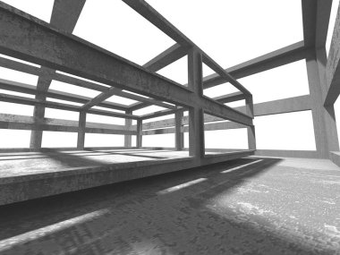 Karanlık beton boş oda. Modern mimari tasarım