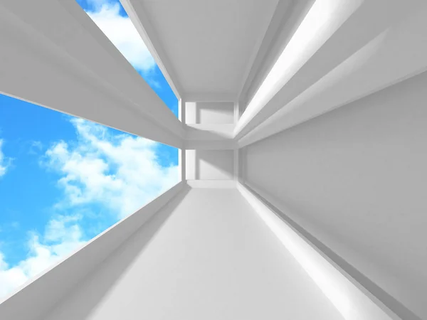 Futuristická architektura bílých konstrukcí na oblačné pozadí — Stock fotografie
