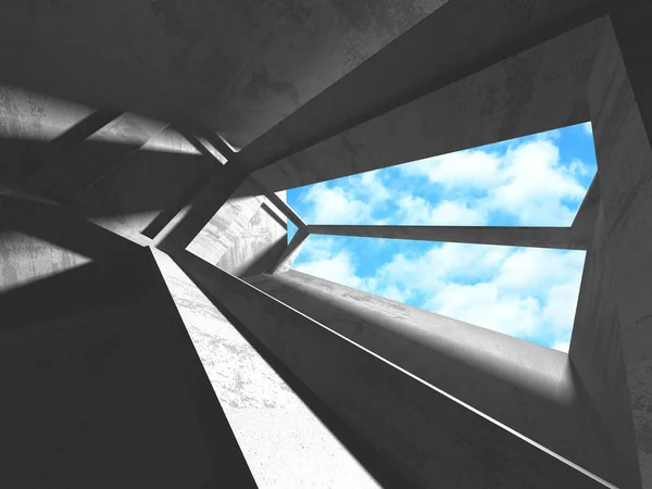 Construção de parede de sala de concreto no fundo do céu nublado — Fotografia de Stock