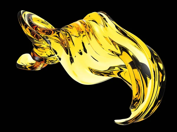 Amarelo brilhante líquido transparente respingo — Fotografia de Stock