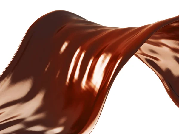 Splendida spruzzata di cioccolato liquido su sfondo bianco — Foto Stock