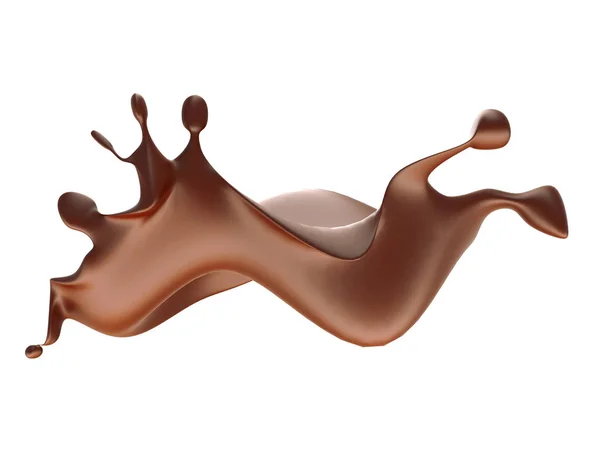 白い背景に光沢のあるチョコレート液スプラッシュ — ストック写真