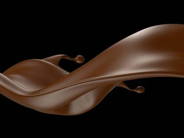 Éclaboussure liquide chocolat sucré brillant . — Photo