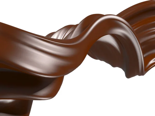 Glänzende süße Schokolade Flüssigkeit spritzt. — Stockfoto