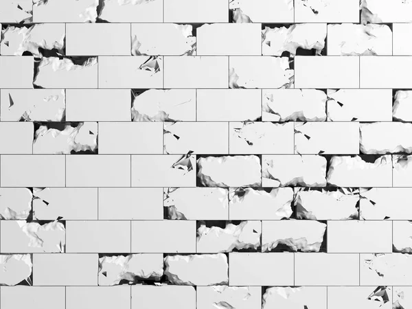 Oude gebarsten roestige witte bakstenen muur — Stockfoto