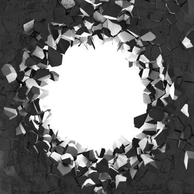 Karanlık kırık kırık hole beton duvar