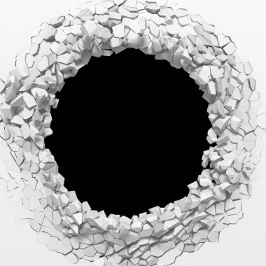 Karanlık imha beyaz taş duvarı kırık