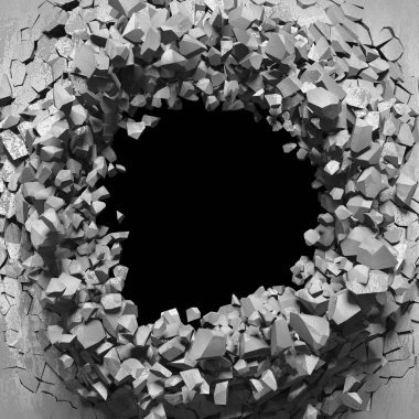 Karanlık kırık kırık hole beton duvar