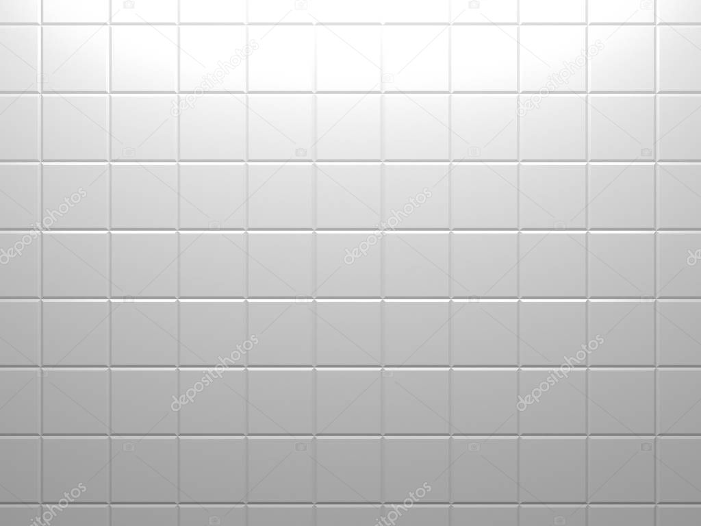 White classic tile texture background. 3d render