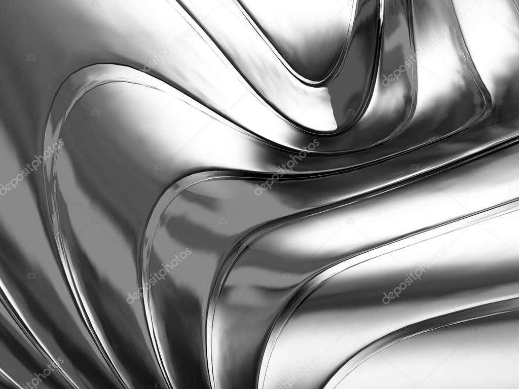 Abstract silver wavy stripes background