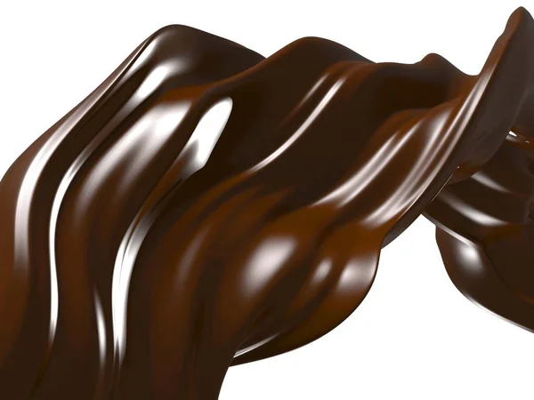 Glanzende zoete chocolade vloeibare plons. — Stockfoto