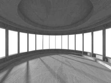 Karanlık beton boş oda. Modern mimari tasarım