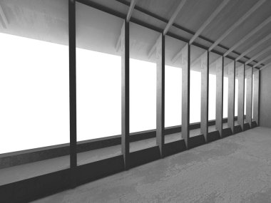 Karanlık beton boş oda. Modern mimari tasarım