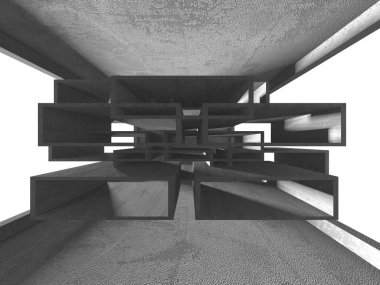 Karanlık beton boş oda. Modern mimari tasarım