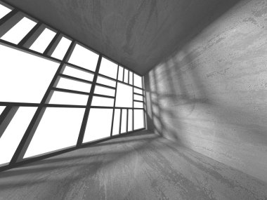 Karanlık beton boş oda. Modern mimari tasarım