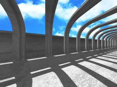 Bulutlu gökyüzü arka planda beton oda duvar inşaatı