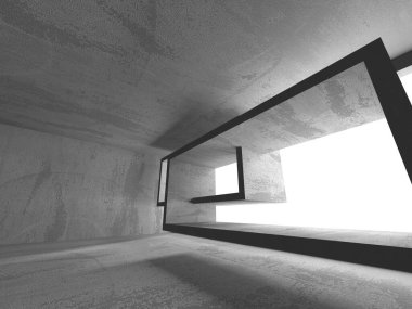 Karanlık beton boş oda. Modern mimari tasarım