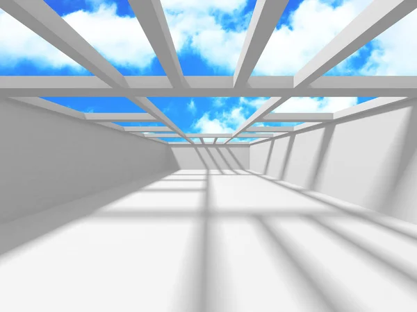Projeto Futurista Arquitetura Branca em Fundo Céu Nublado — Fotografia de Stock